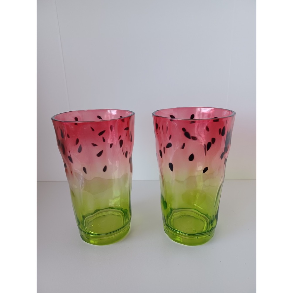 Two Watermelon Summer Hard Plastic Cups Cute Drinkware Kitchen